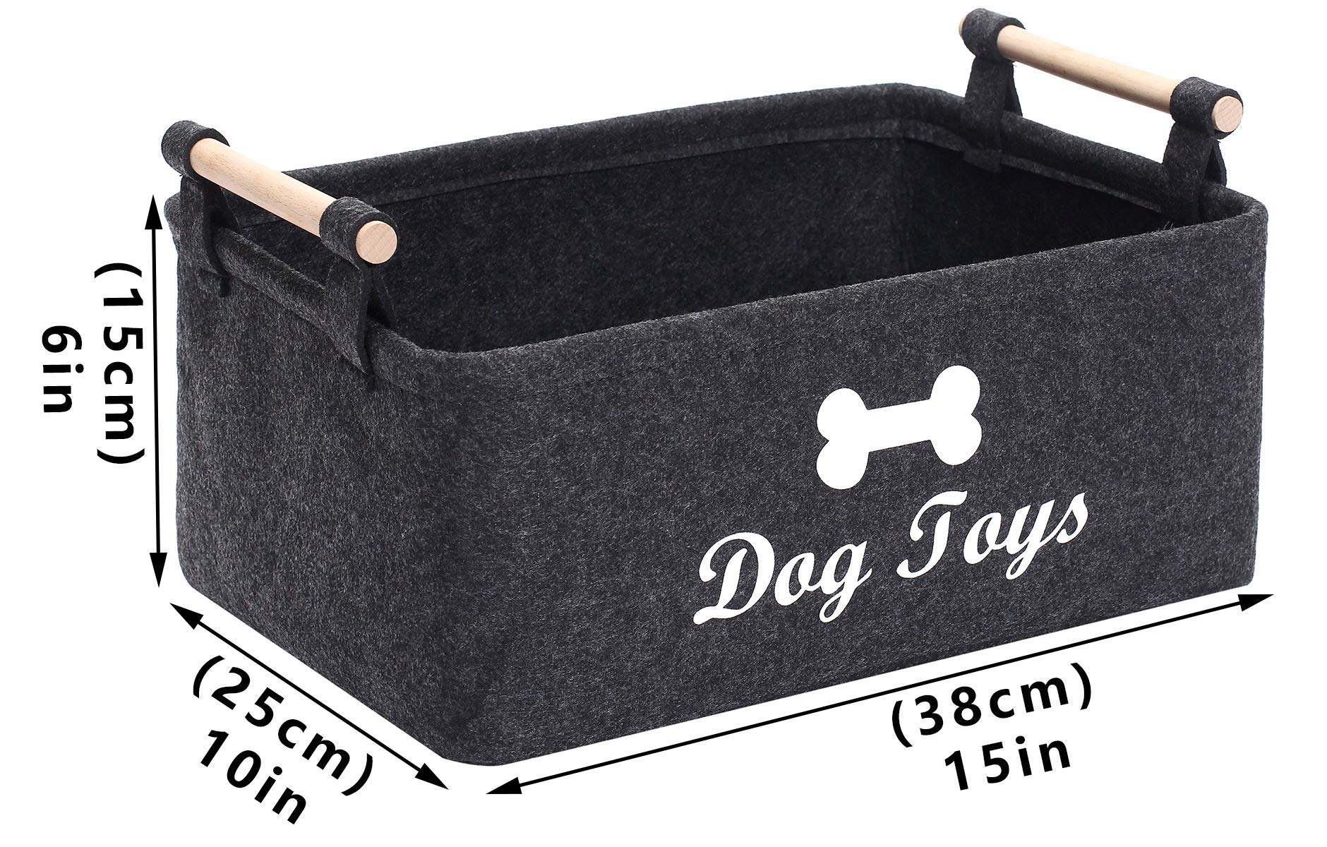 Geyecete dog toys storage bin open interior illustrates roomy capacity for plush toys and books