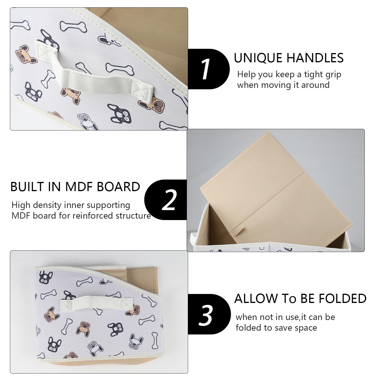Geyecete foldable dog toy organizer folded, highlighting compact storage for small spaces.