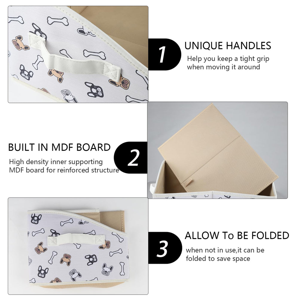 Geyecete foldable dog toy organizer folded, highlighting compact storage for small spaces.
