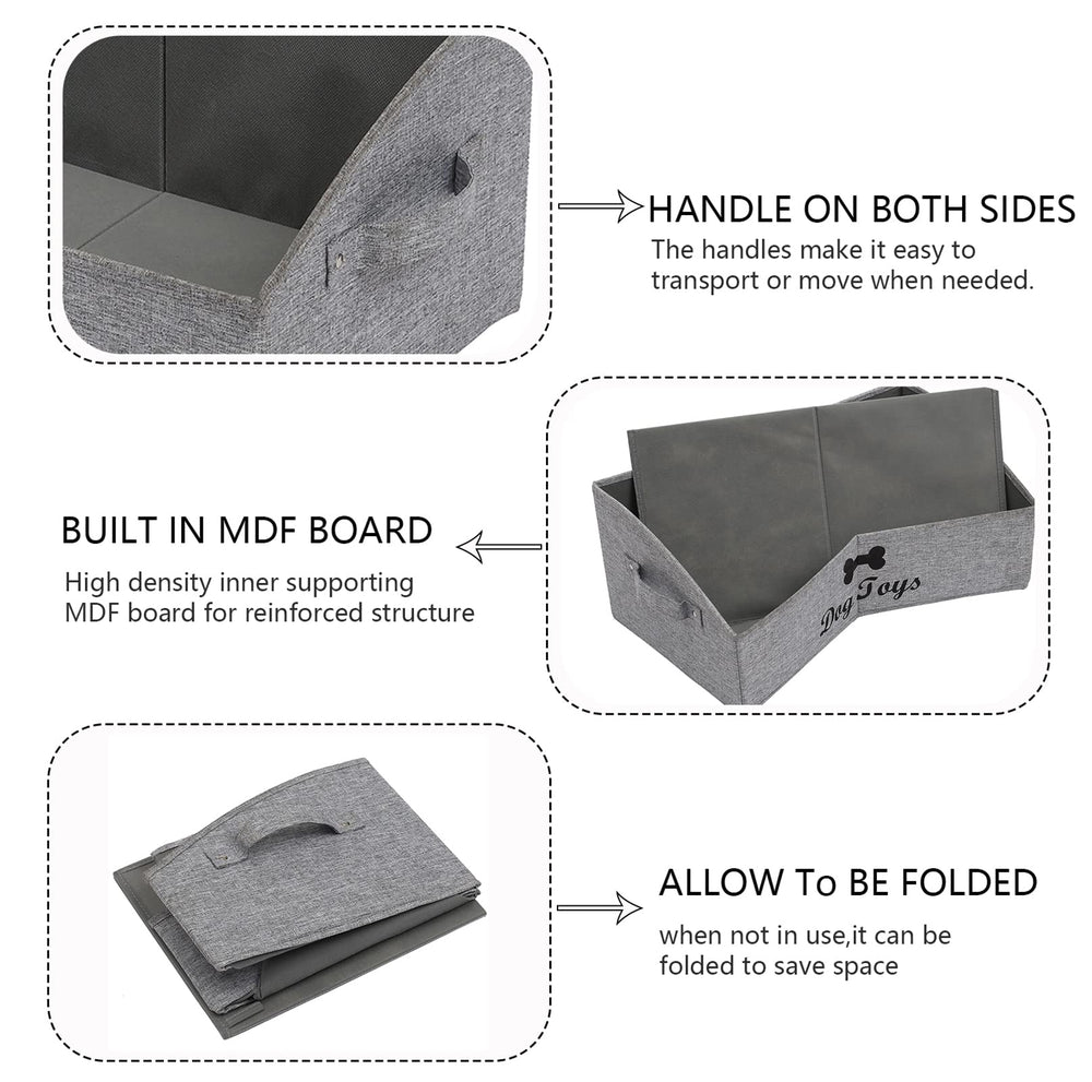 Geyecete organizer gray dog toys bin keeps clutter organized