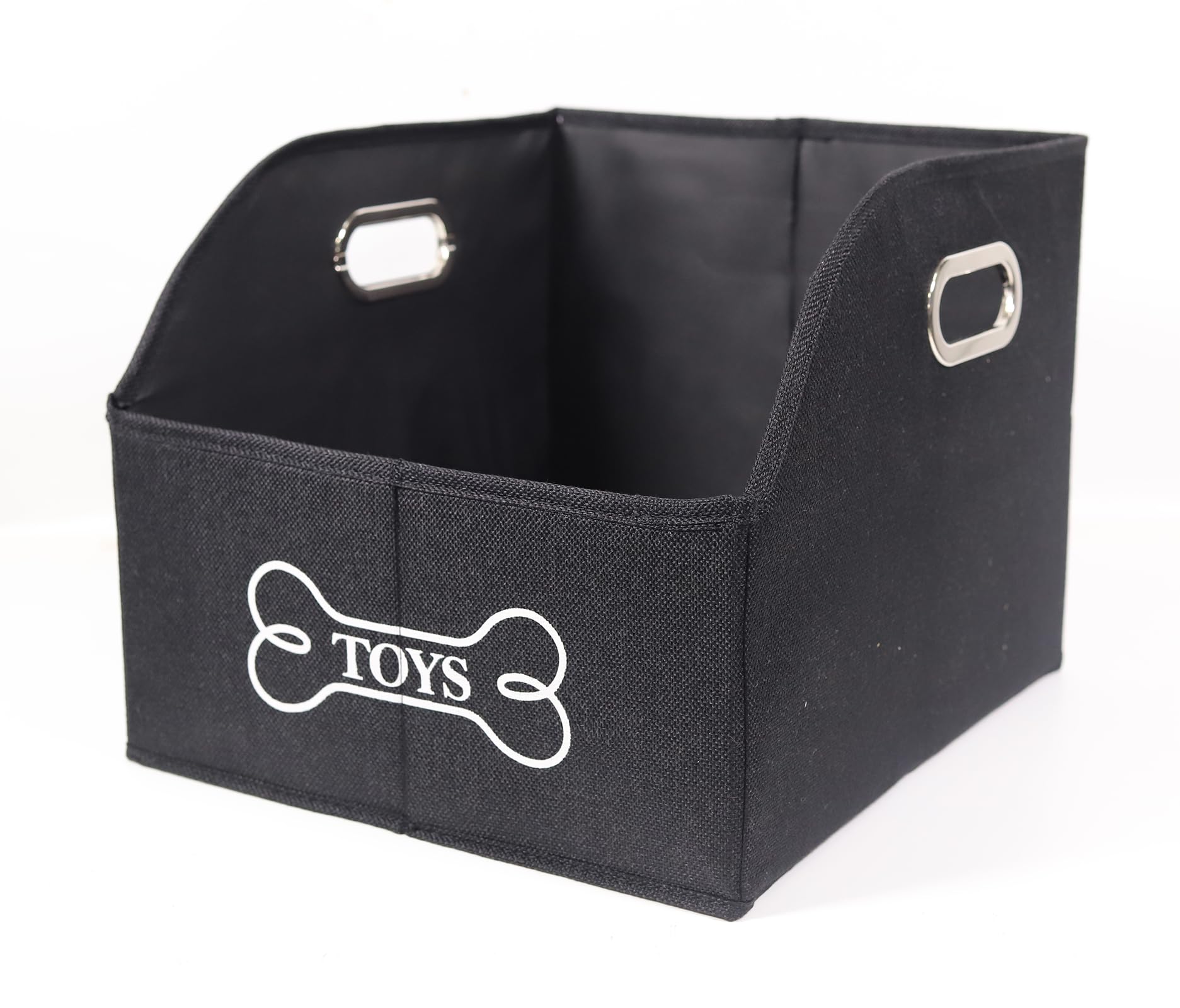 Geyecete storage bin organizer in black front view helps declutter living spaces.