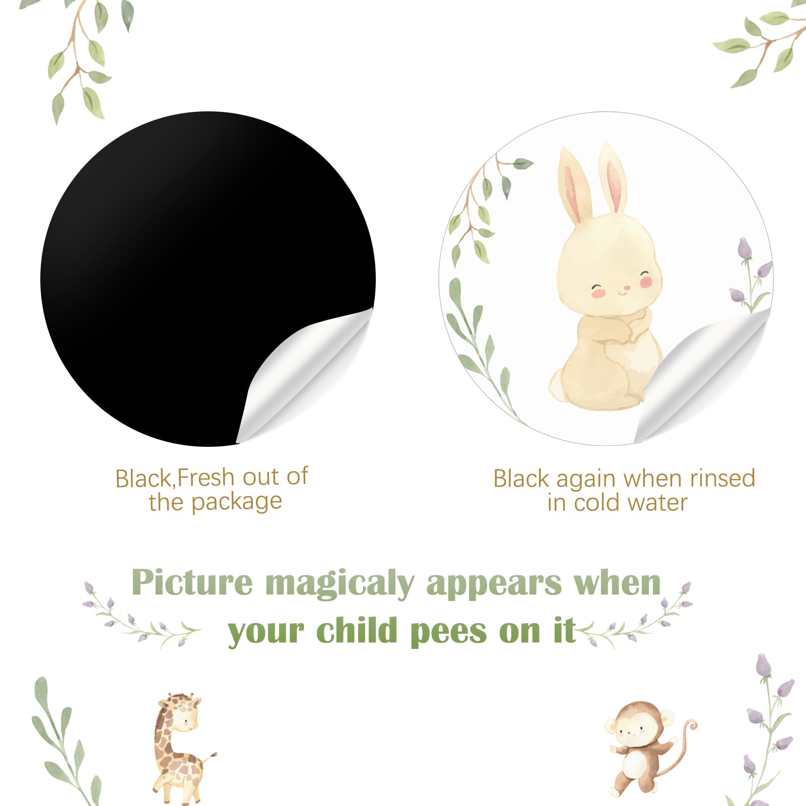Geyee 24-piece potty stickers collection in forest animals adds variety for daily training.