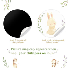 Geyee 24-piece potty stickers collection in forest animals adds variety for daily training.