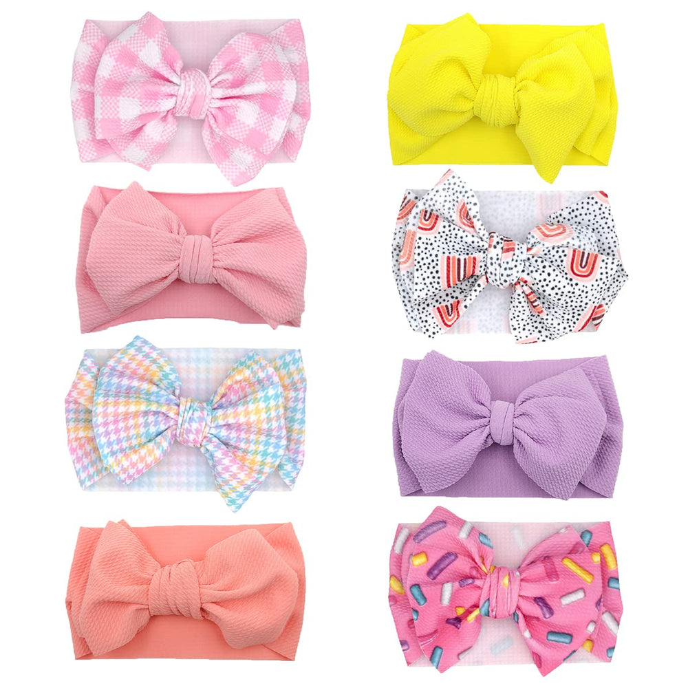 GEZISAN baby headbands set eight colors for newborns with soft stretch and comfortable fit.
