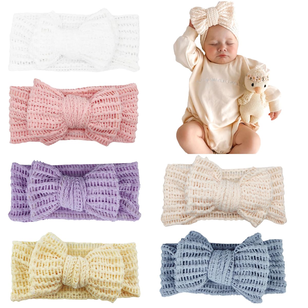 GEZISAN handmade baby headbands 6-color set for versatile outfits