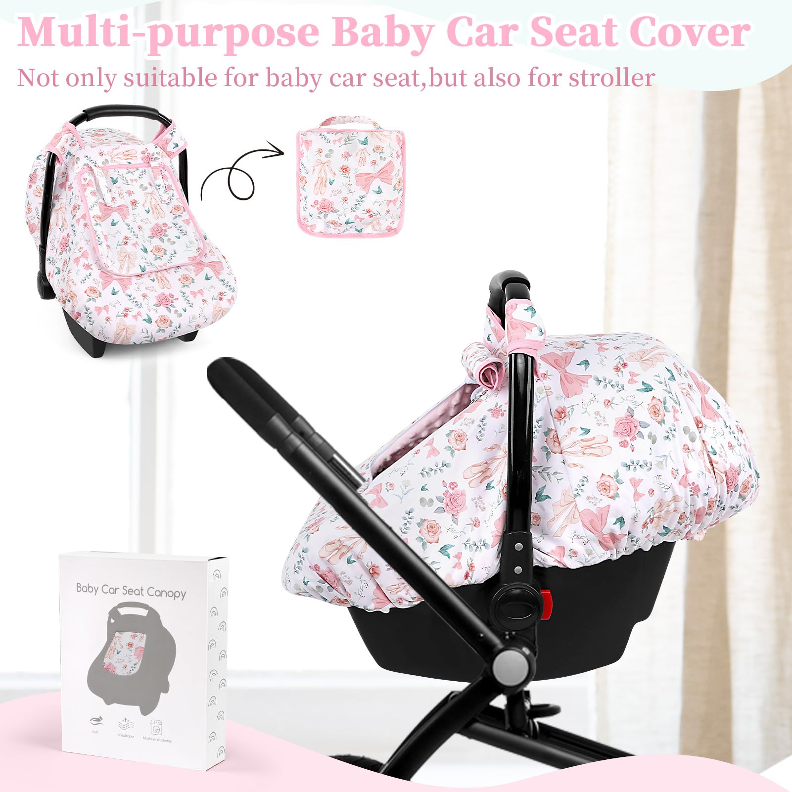 GFU car seat cover with Minky Dot backing for soft warmth