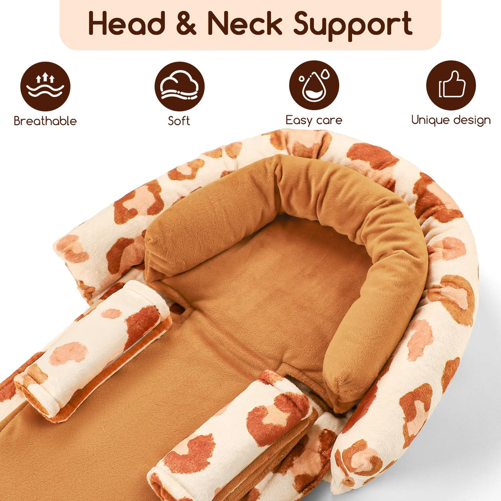GFU 2-in-1 head and body support shown on a stroller for versatile use