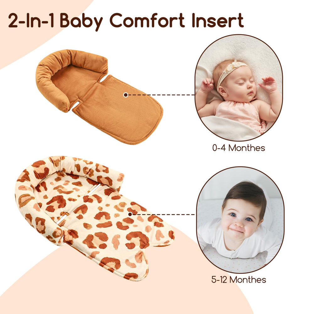 GFU Brown stroller cushion demonstrates universal compatibility with multiple seats