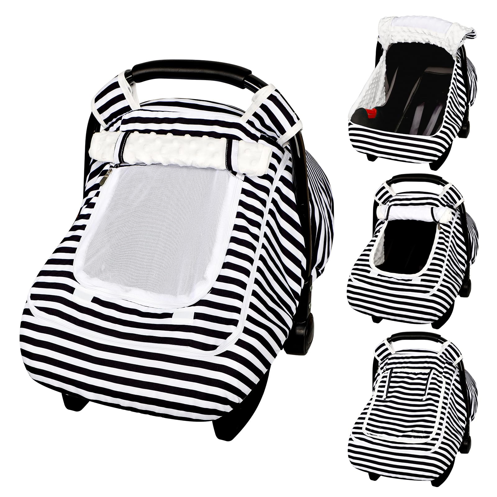 GFU car seat cover with warmth and Minky Dots for cozy winter travel