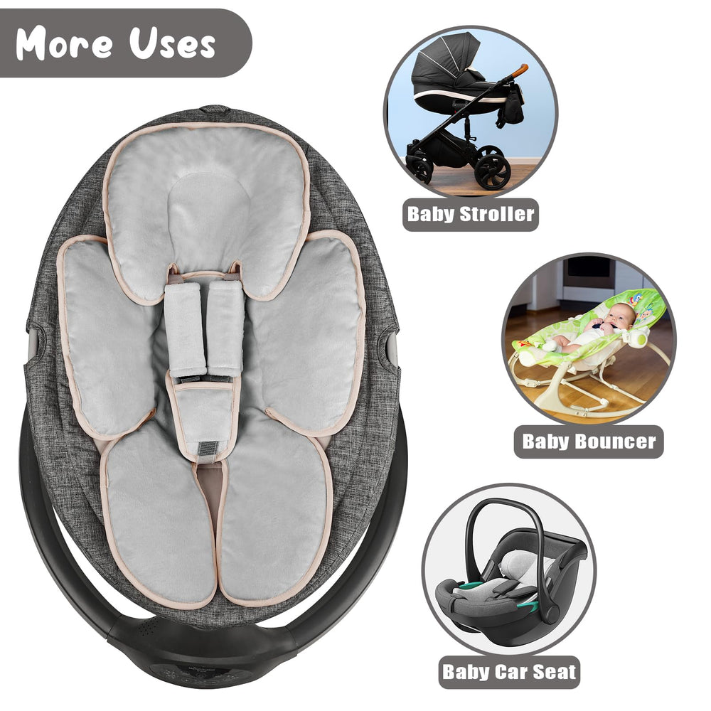 GFU grey baby insert blends with stroller and car interiors