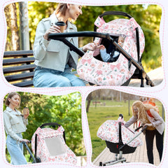 GFU infant canopy in pink flowers pattern for stylish protection