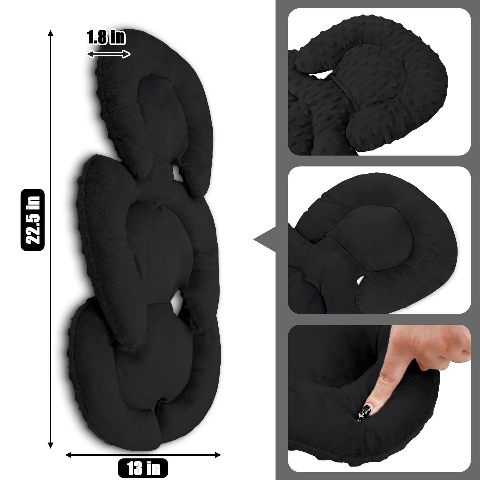 GFU black finish insert complements modern baby gear aesthetics.