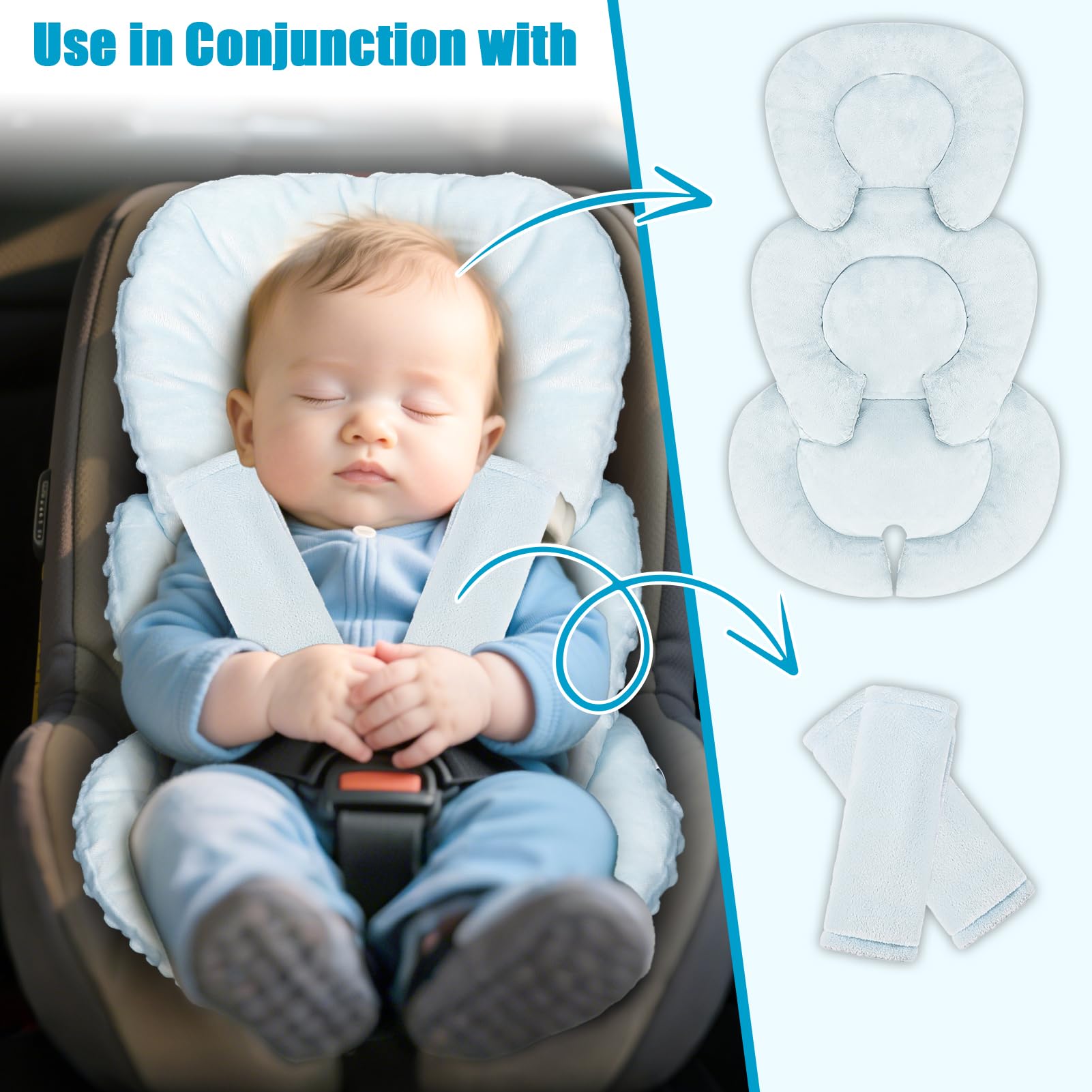 GFU harness-compatible insert works with 3- or 5-point automotive restraints.