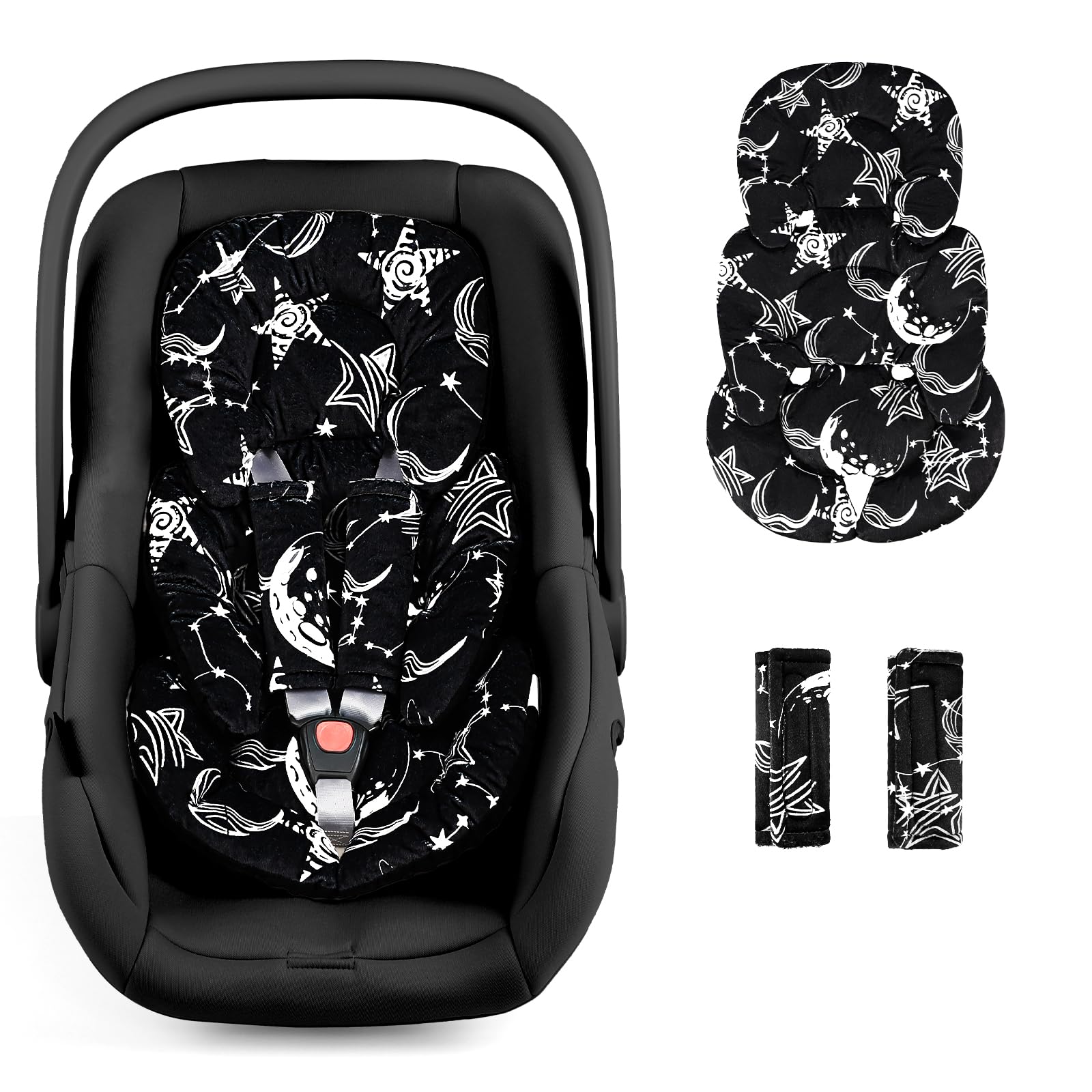 GFU infant car seat insert offers head and body support for comfy car rides.
