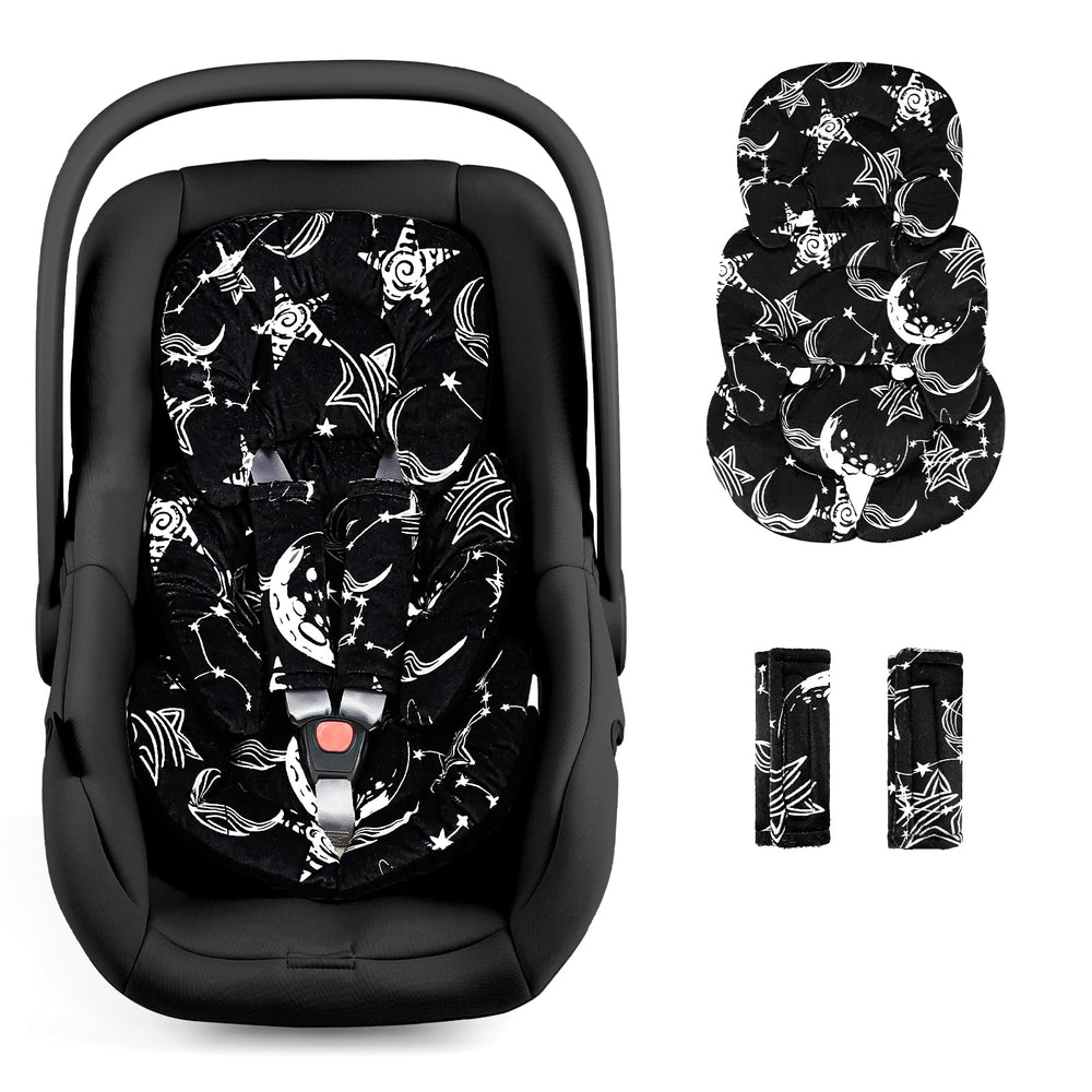 GFU infant car seat insert offers head and body support for comfy car rides.