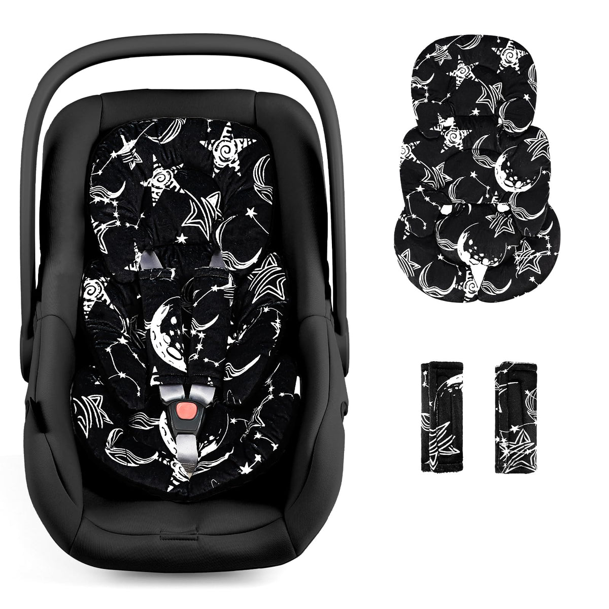 GFU infant car seat insert offers head and body support for comfy car rides.
