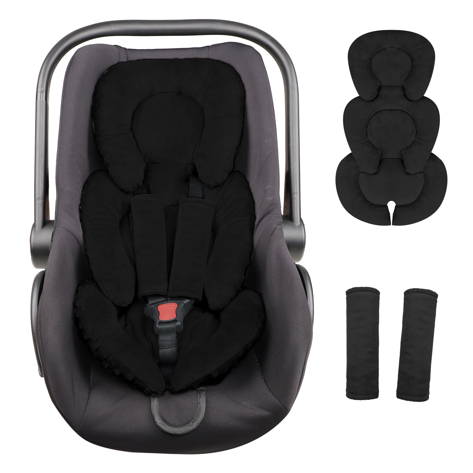 GFU infant car seat insert head and body support for safe travel comfort.