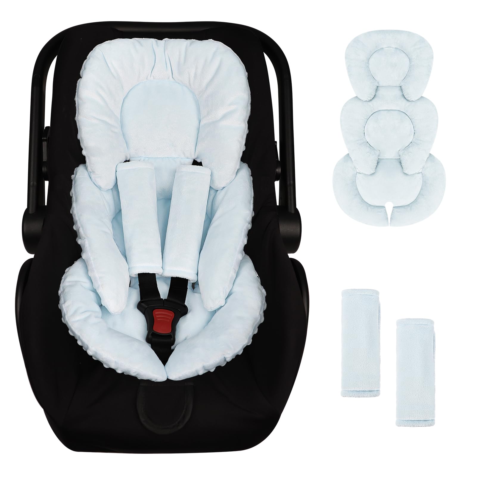 GFU infant car seat insert head and body support for comfortable car rides.