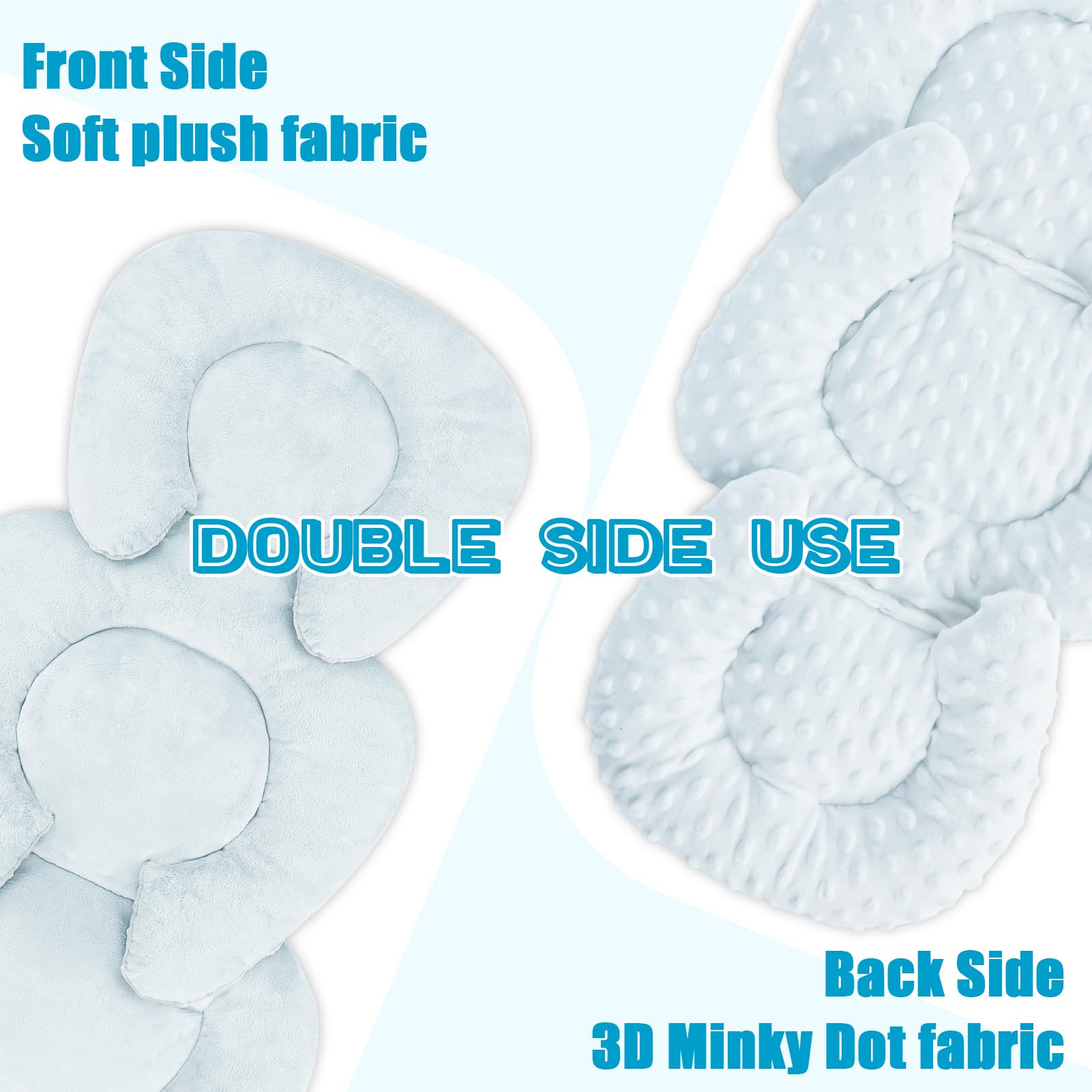 GFU infant car seat insert reversible fabric provides double-sided softness.