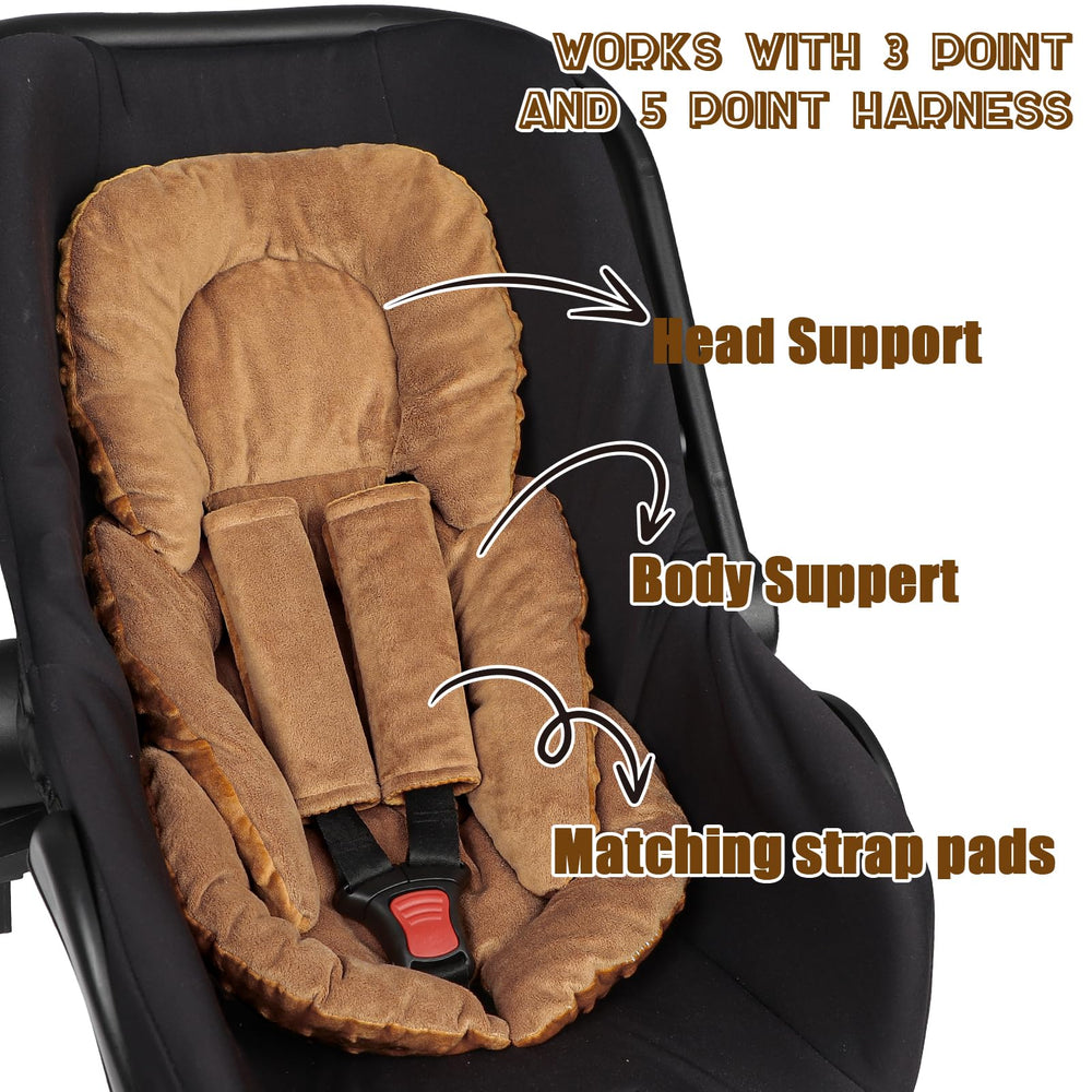 GFU infant car seat insert reversible side showing plush and 3D fabric