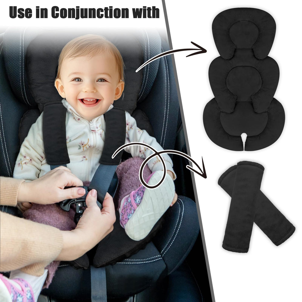 GFU soft cushion padding enhances infant comfort in car seats.
