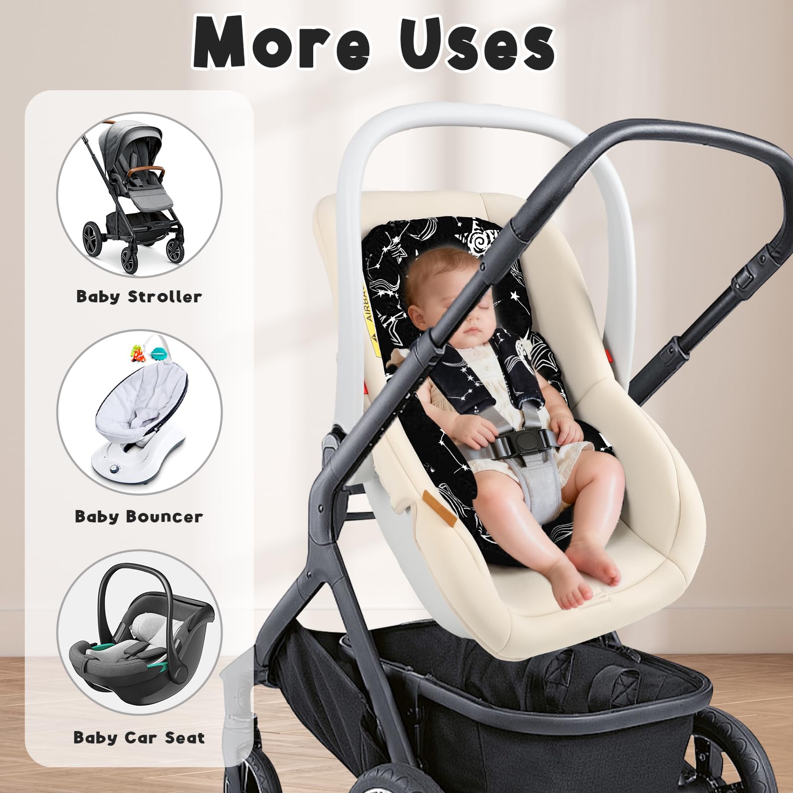GFU insert works with swings and strollers for versatile use.