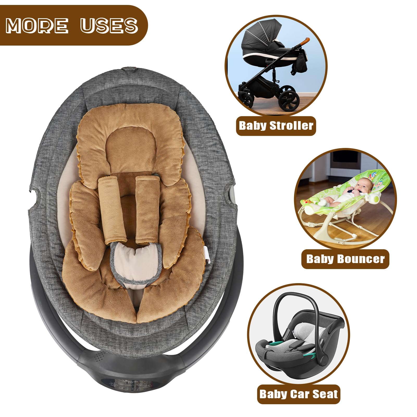 GFU insert shown in car seat and stroller use scenarios