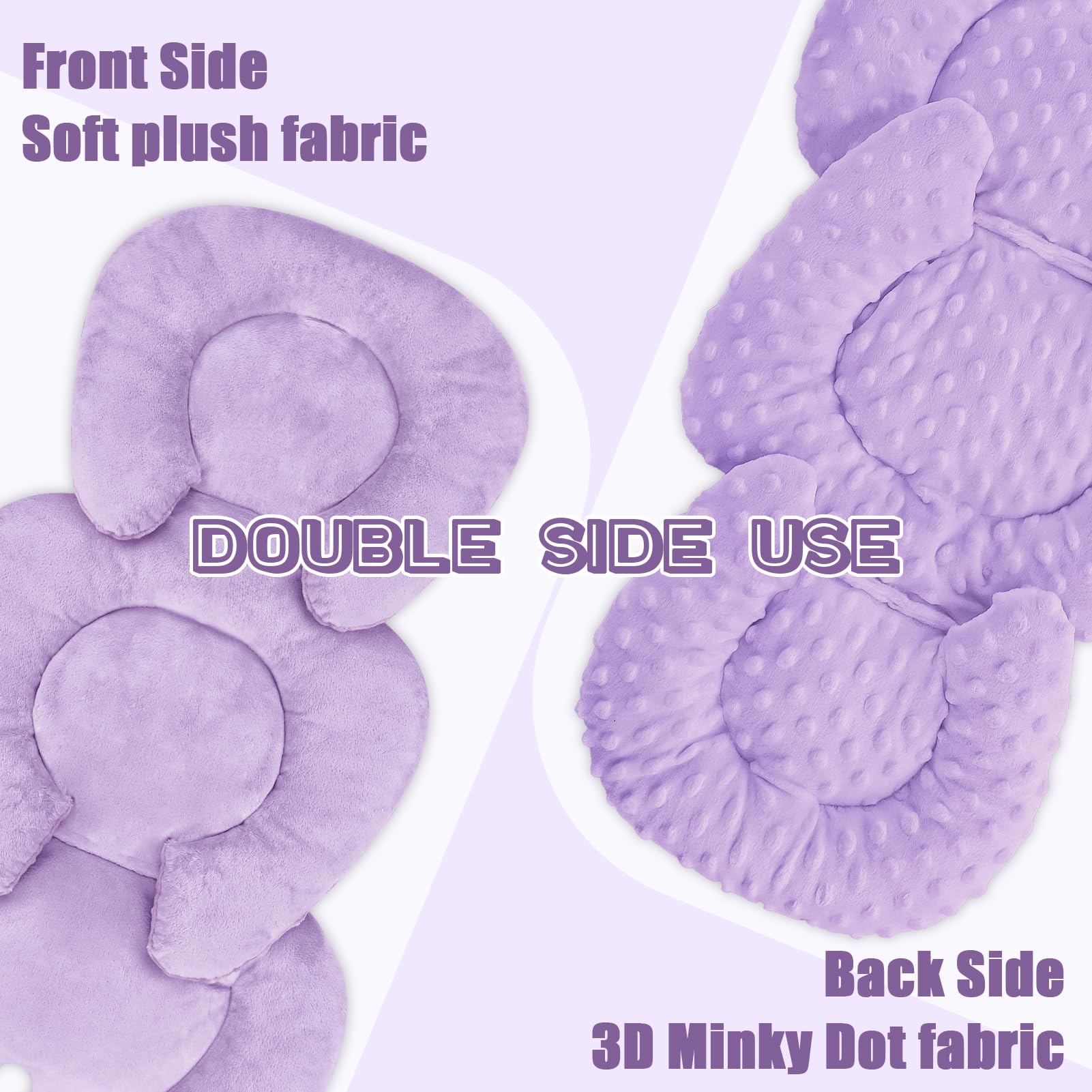 GFU infant seat insert double-sided fabric provides plush comfort and breathable variety.