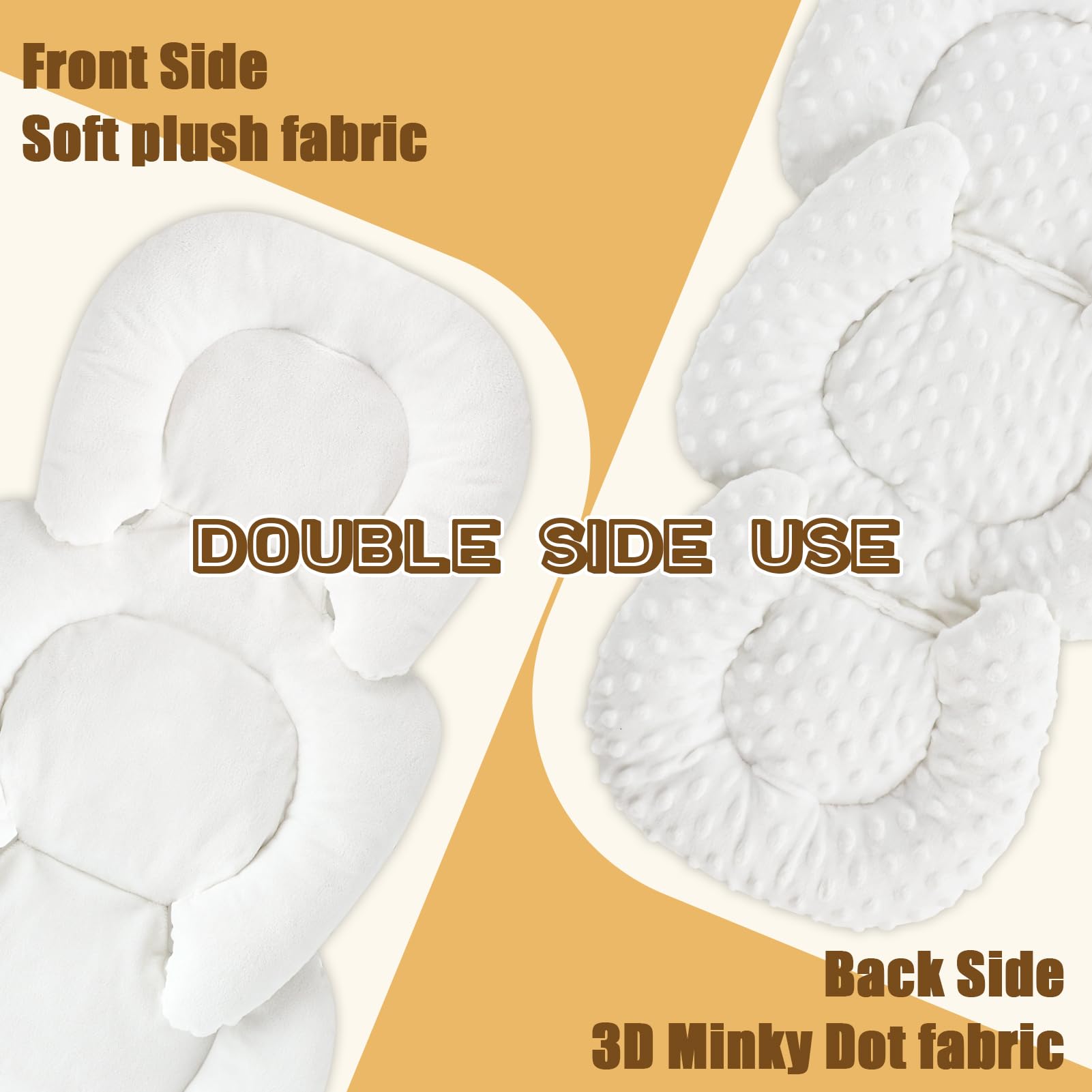 GFU infant seat insert double-sided plush and 3D fabric for versatile comfort.
