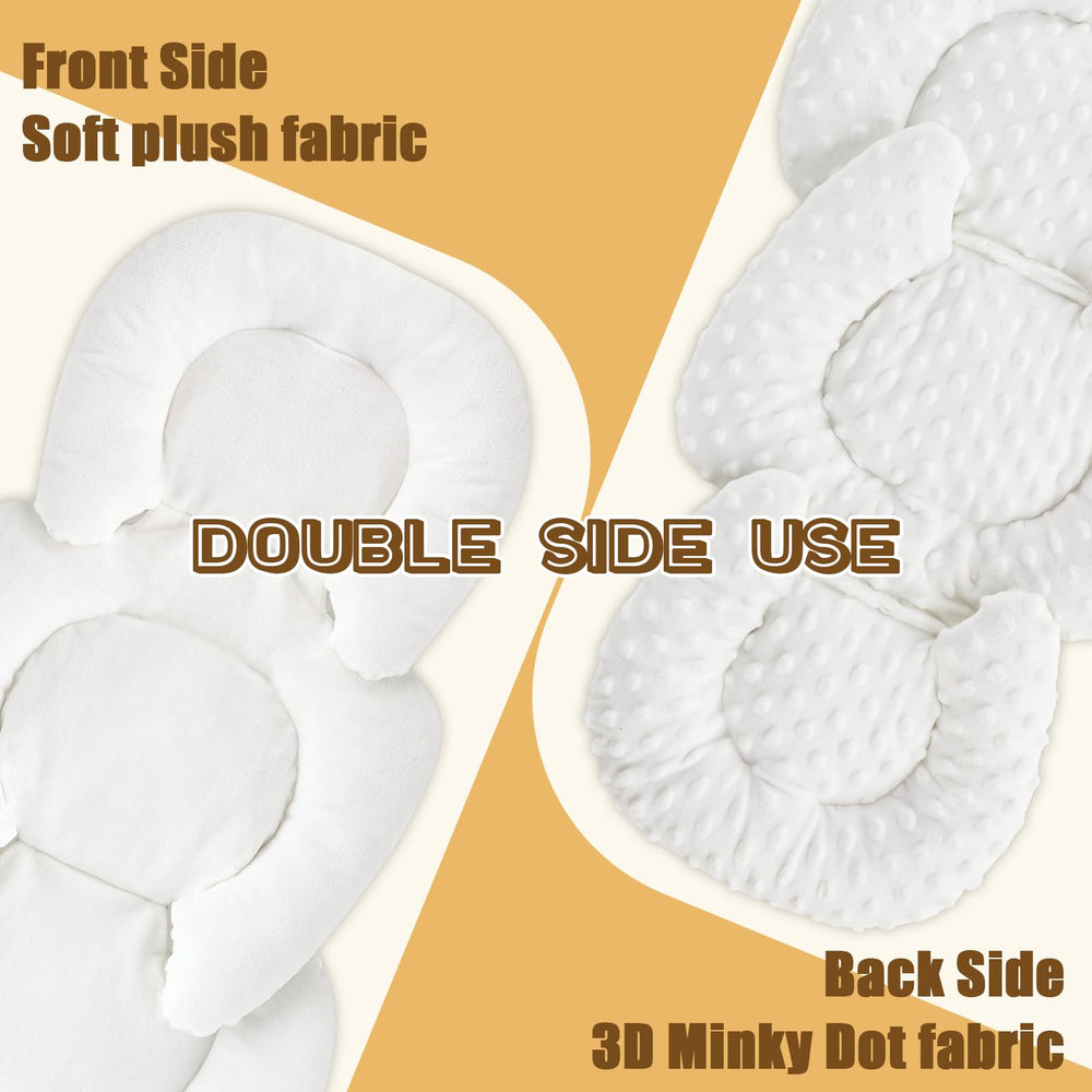GFU infant seat insert double-sided plush and 3D fabric for versatile comfort.