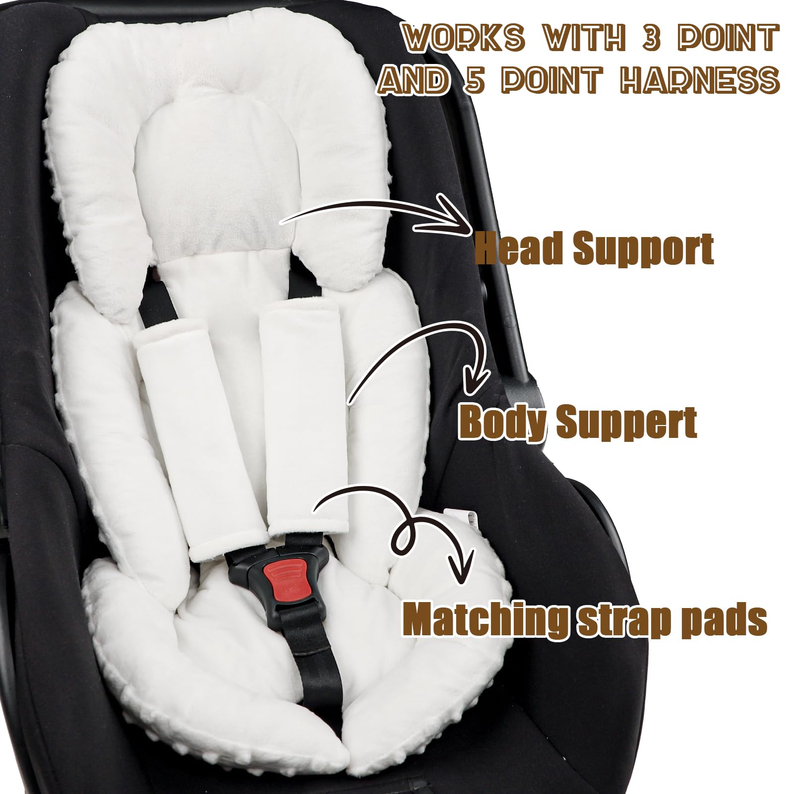 GFU seat insert compatible with three- or five-point harness systems.