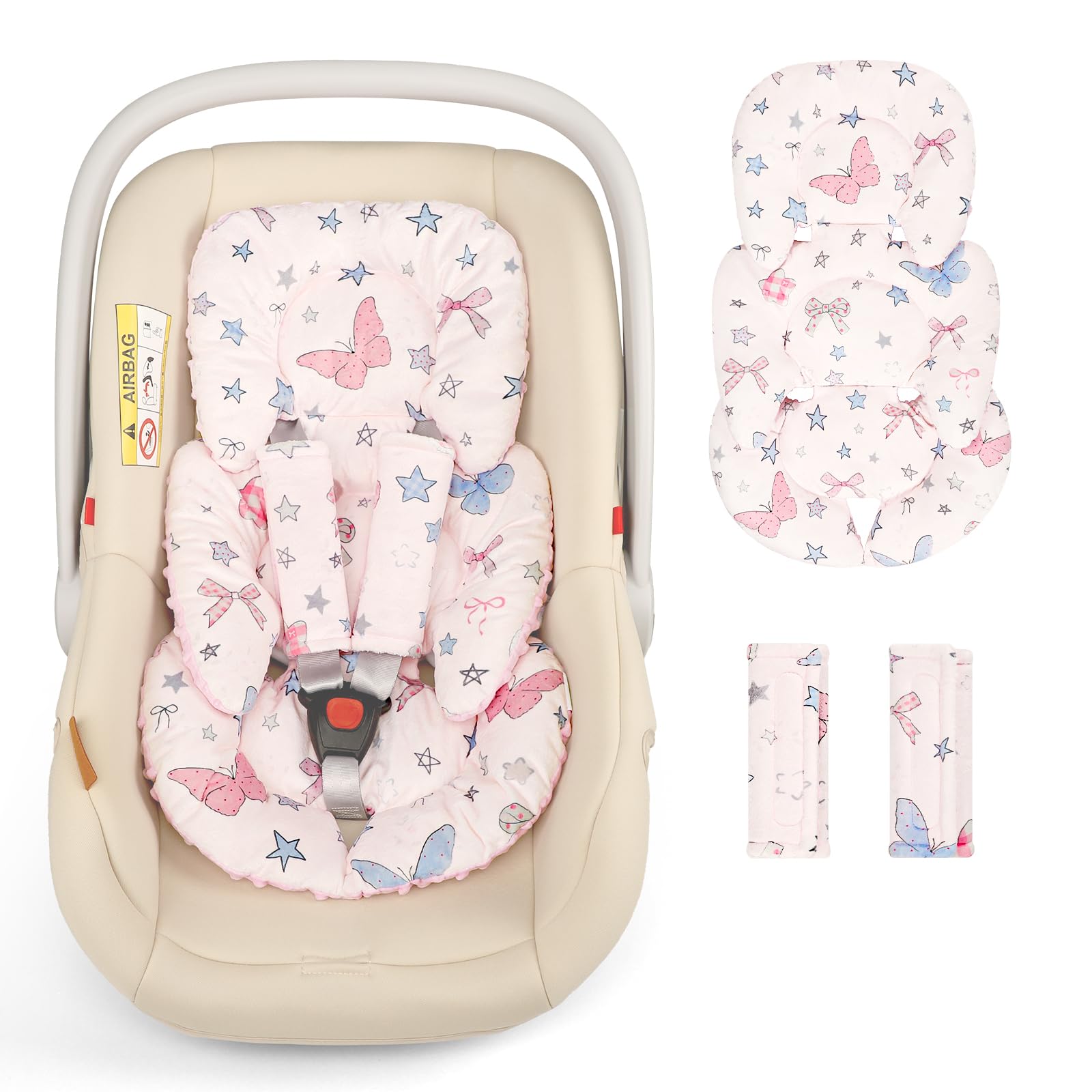 GFU infant seat insert head support keeps baby's head steady during car rides