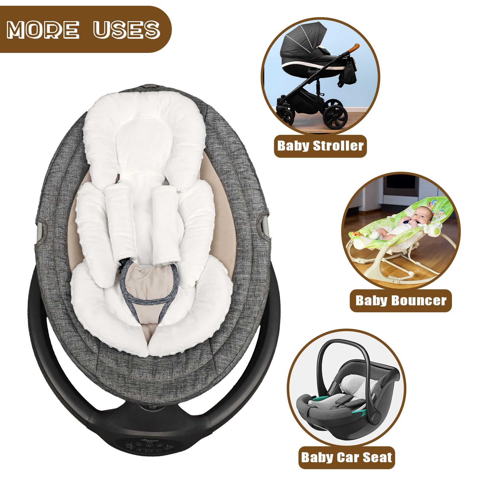 GFU white insert shown with plush fabric detail for cozy newborn comfort.