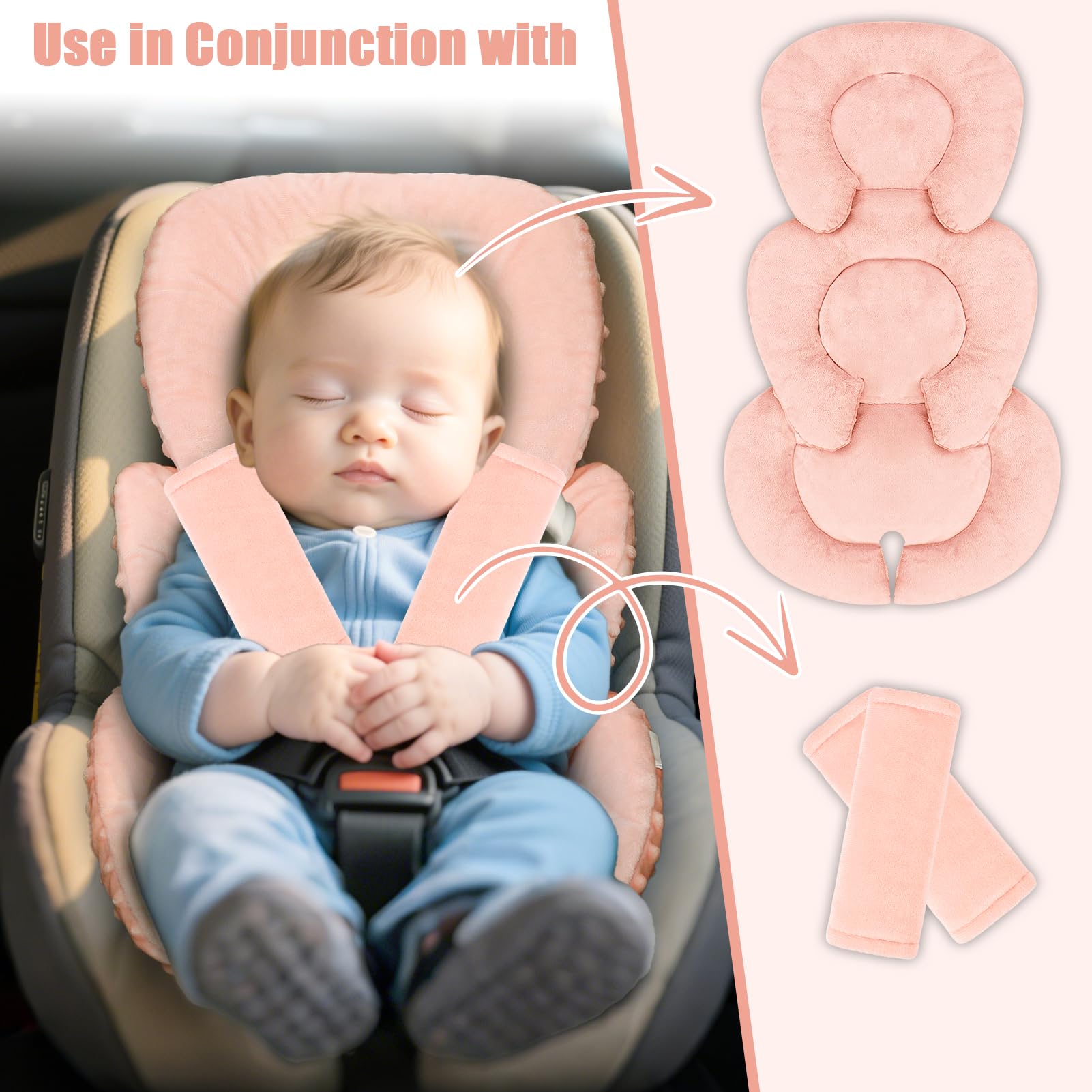 GFU Infant Stroller Mat orange with shoulder strap covers for gentle wear