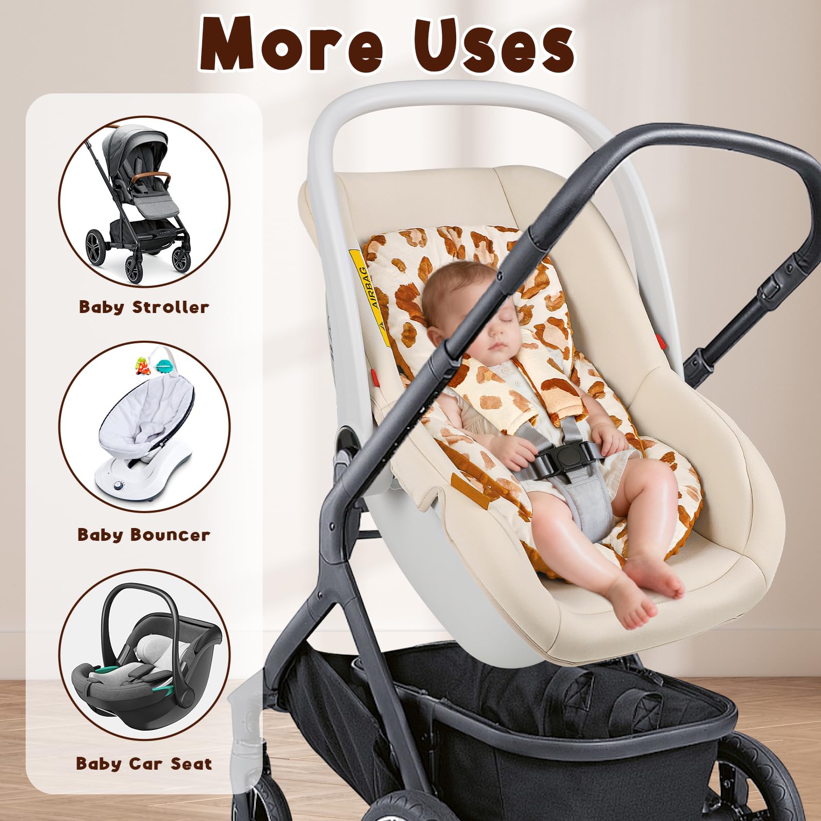 GFU leopard print baby cushion adds style while supporting comfort.