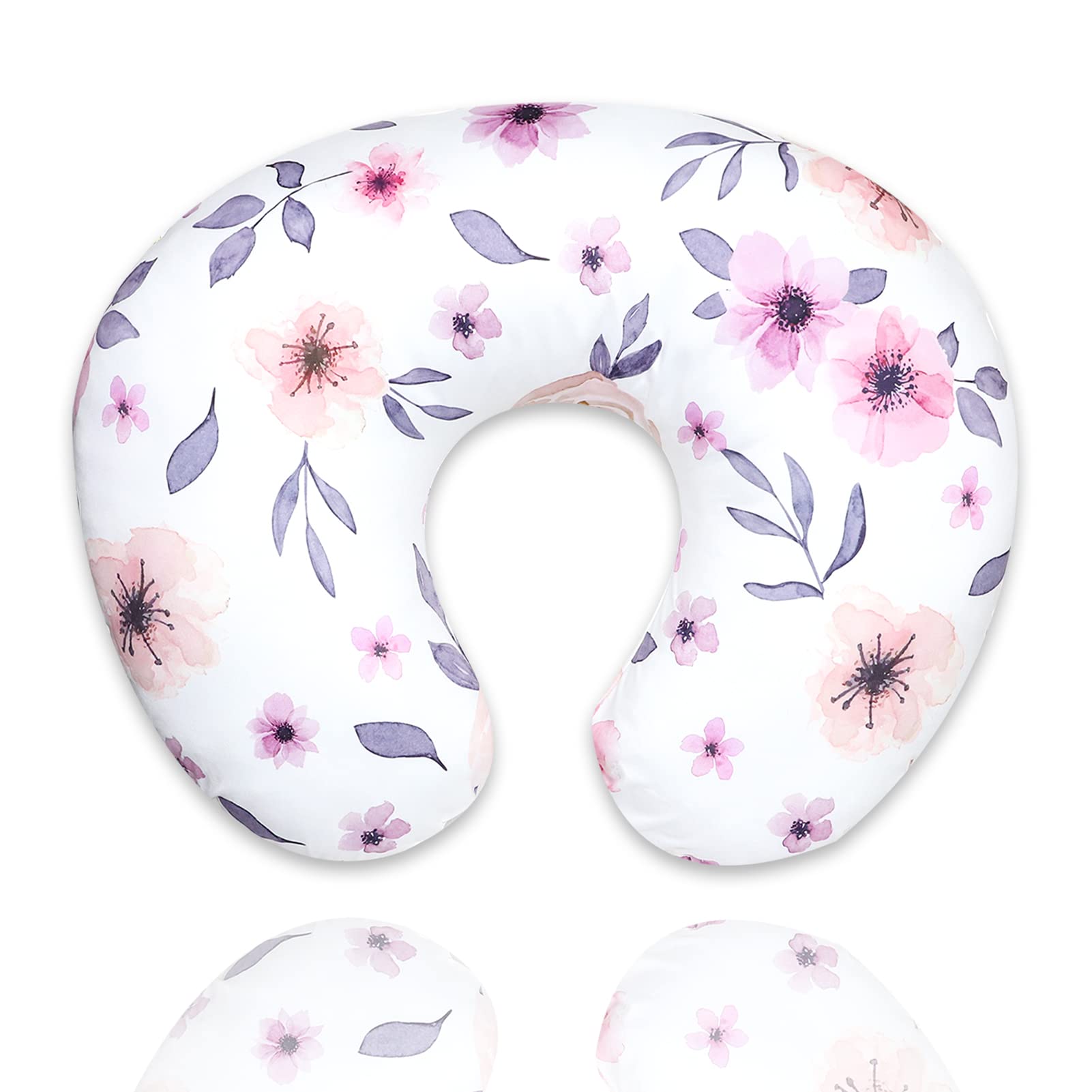 GFU nursing pillow cover fabric close-up highlighting soft microfiber for gentle baby skin.