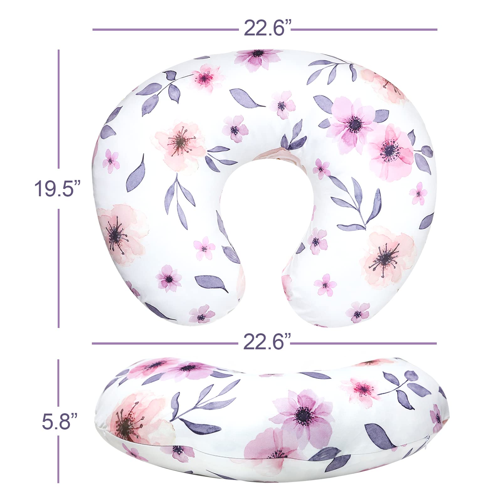 GFU nursing pillow cover floral pattern enhances nursery decoration and mood.