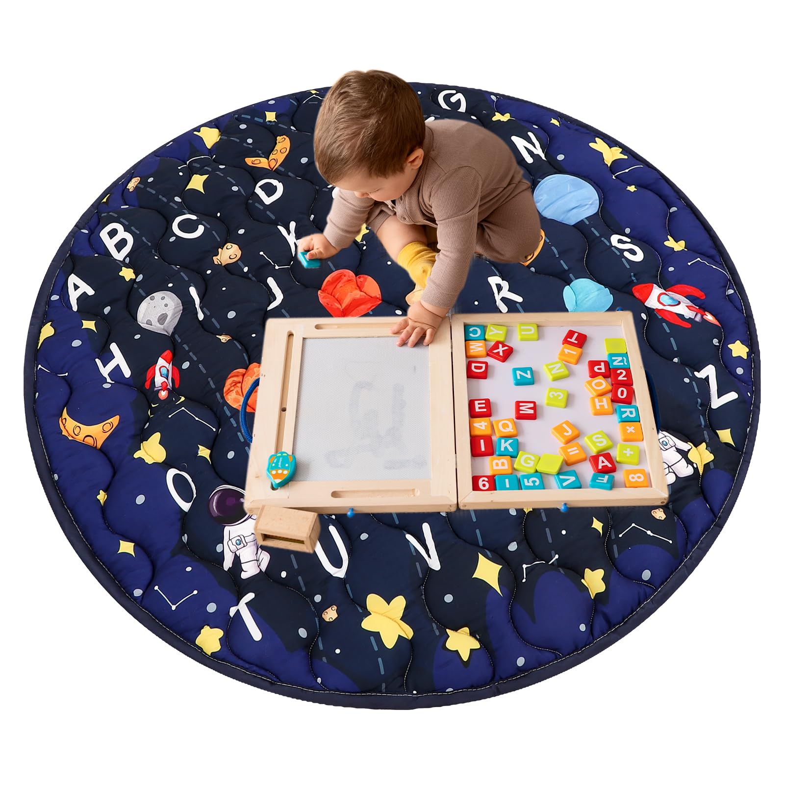 GFU thick-padding blue baby mat cushions crawlers during floor play.