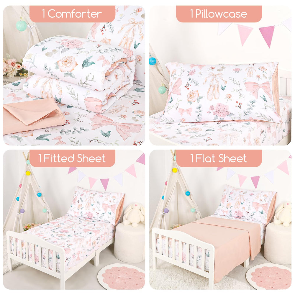 GFU Toddler Bedding flat sheet shows generous size for easy child-friendly bed making.