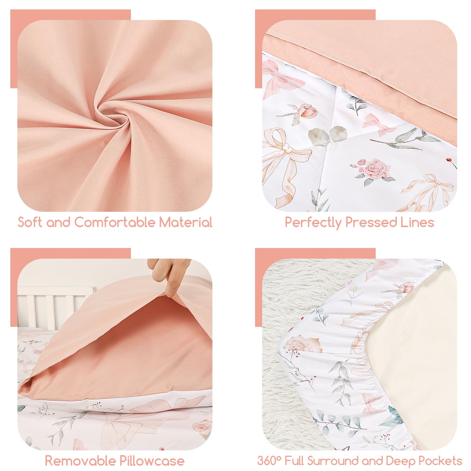 GFU Toddler Bedding microfiber close-up highlights silky softness and durable fibers.