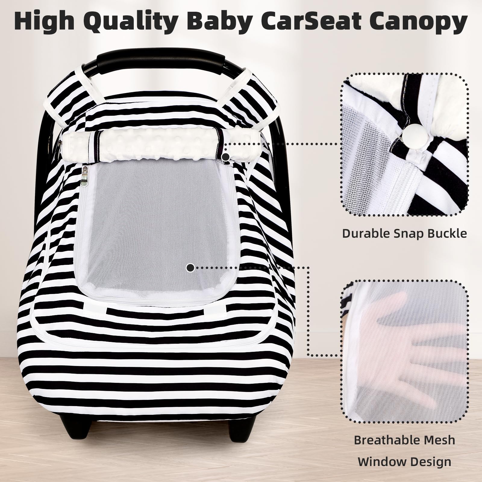 GFU universal-fit car seat cover fits most strollers and infant seats for flexible use