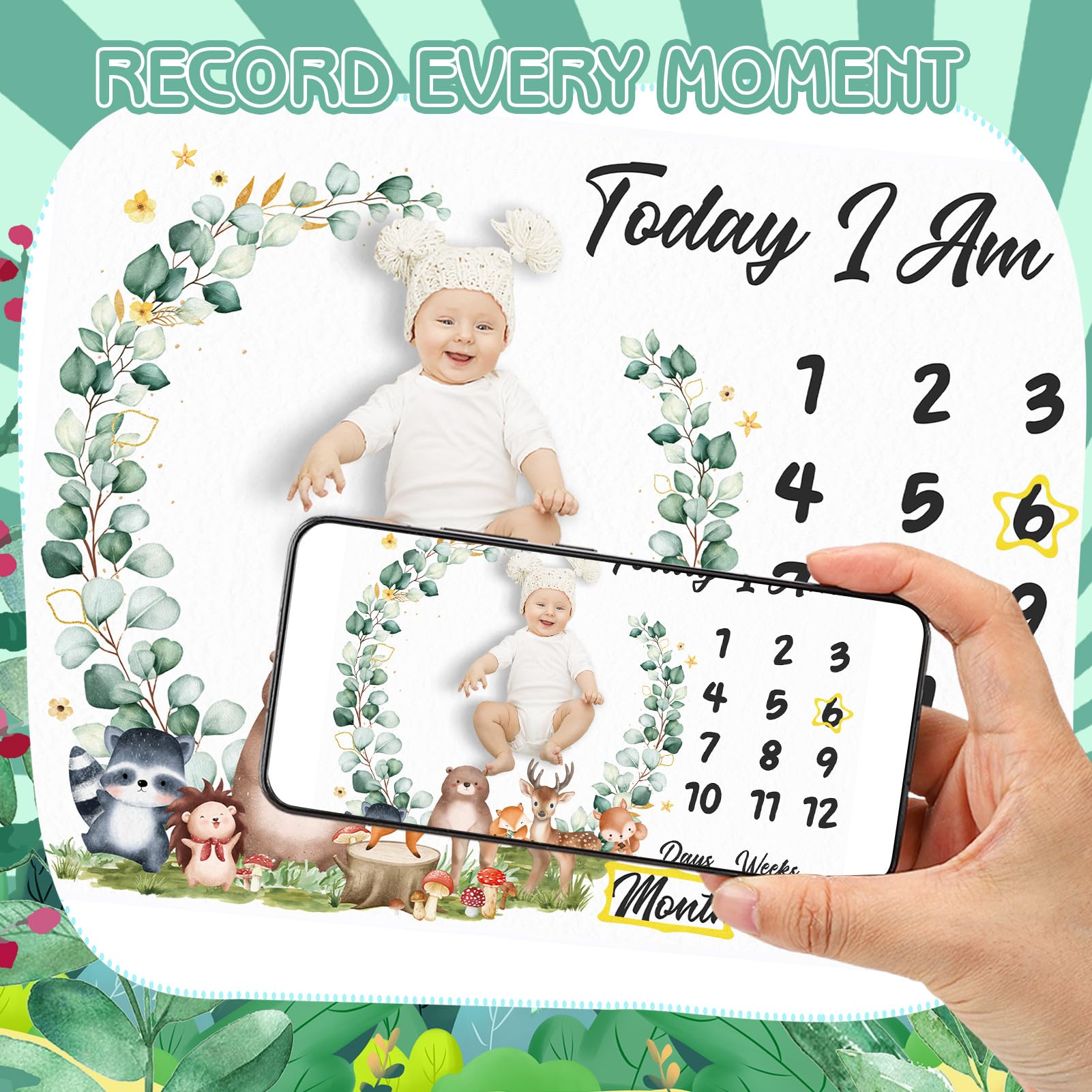GGSTDDUP baby milestone blanket 130x100 cm – generous backdrop for weekly growth photos