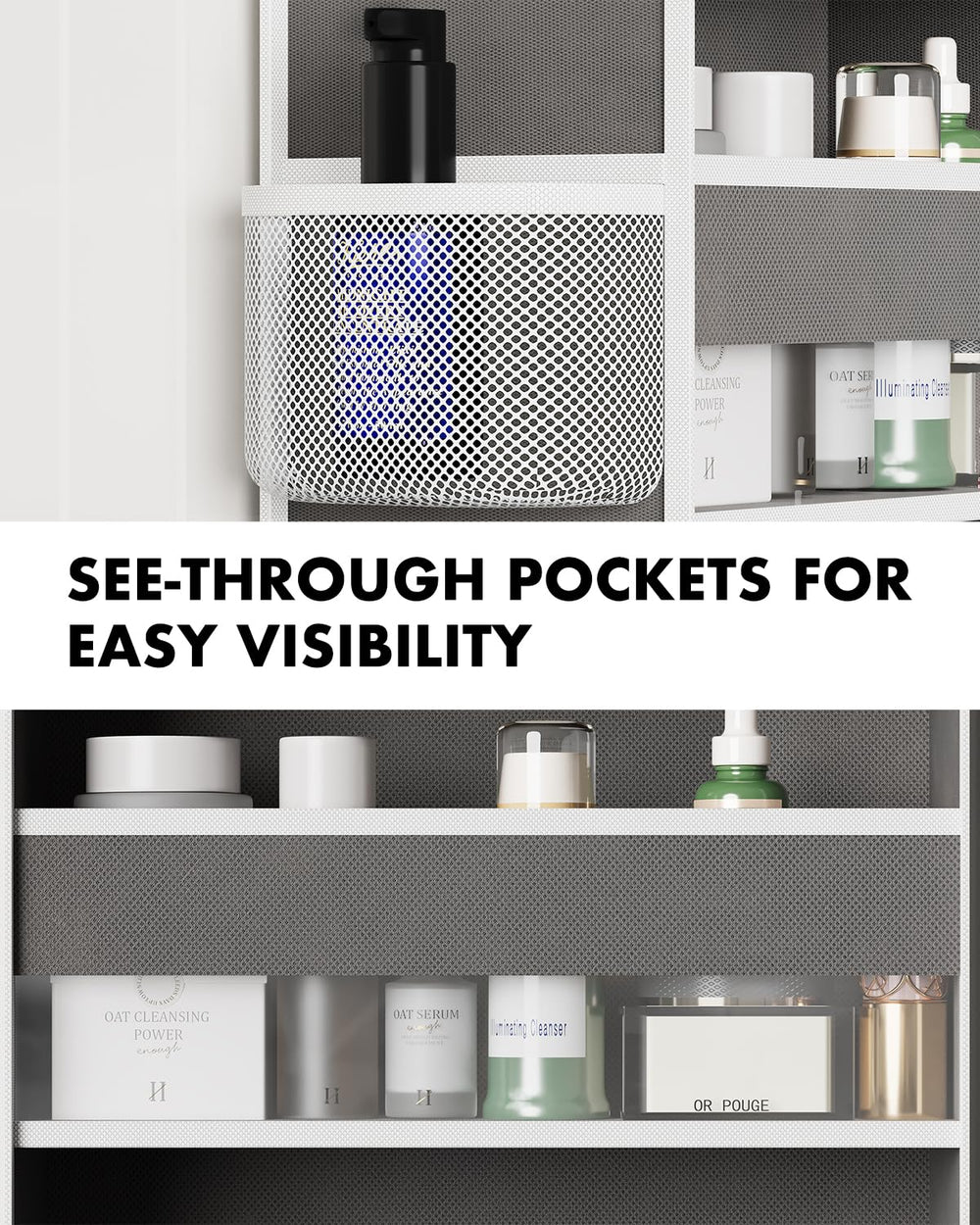 GGUO heavy-duty door storage supports up to 50 lb for durable behind-door storage.
