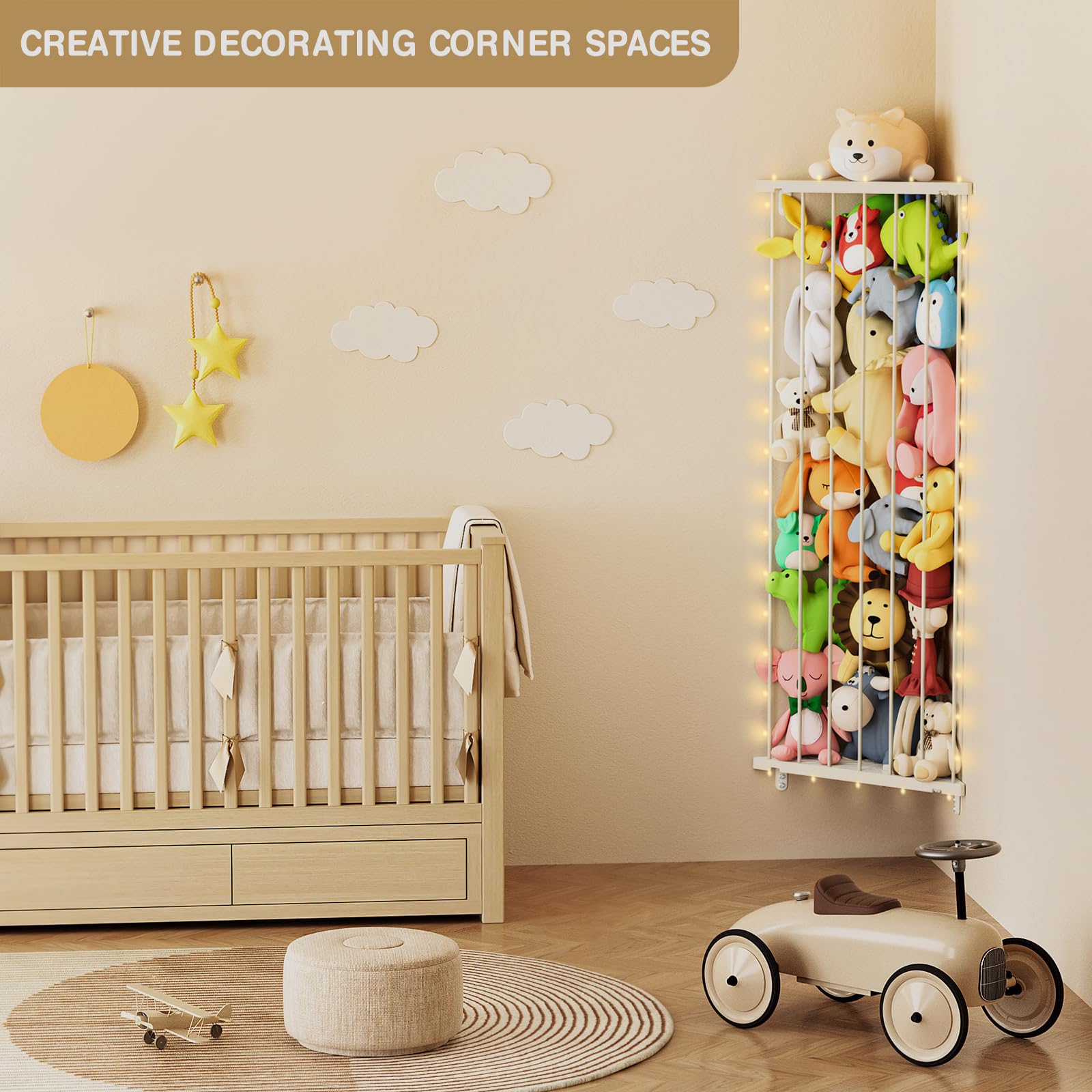 GGUO sturdy metal brackets support heavy plush collections safely.