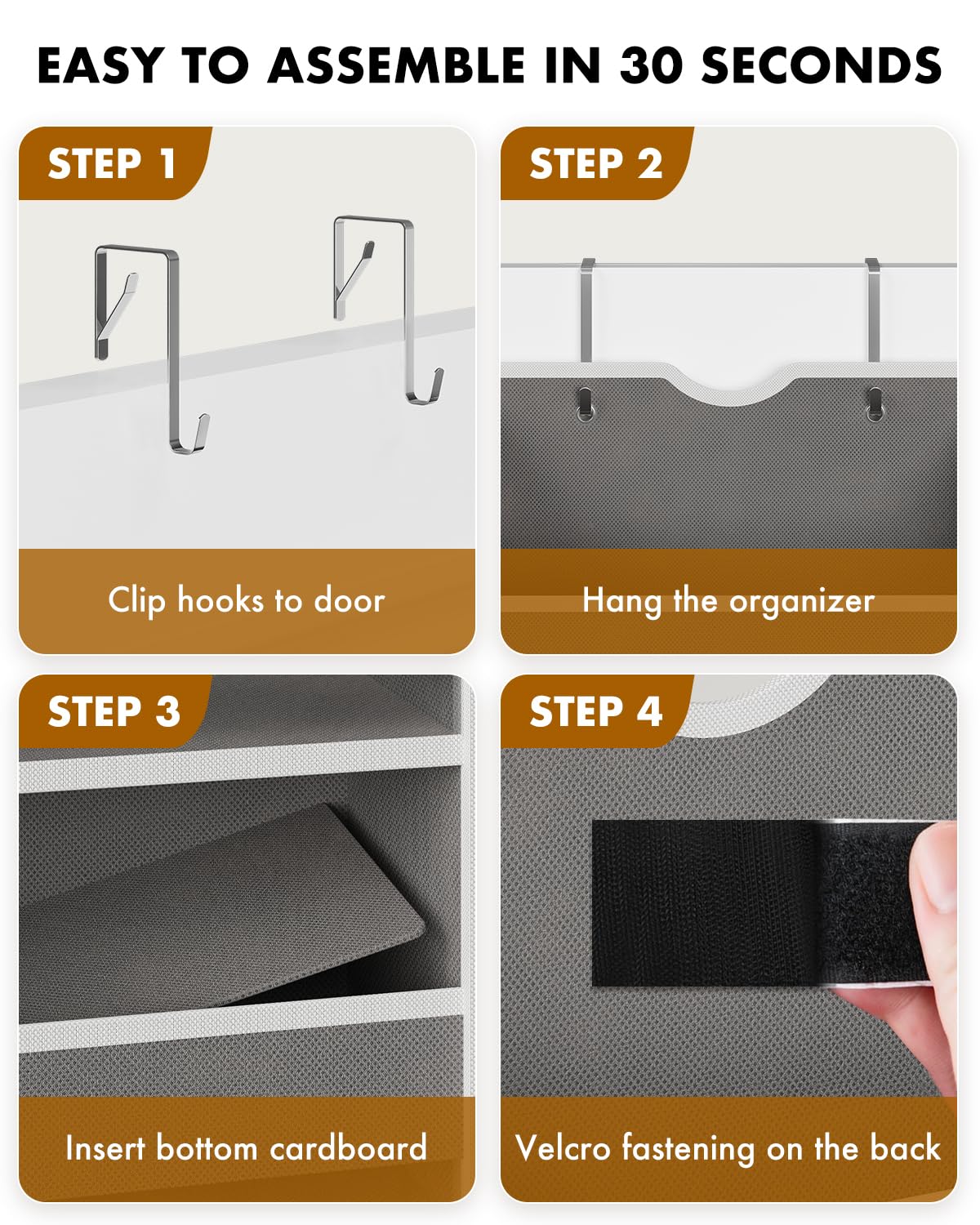GGUO renter-friendly behind-door organizer is easy to install without tools.