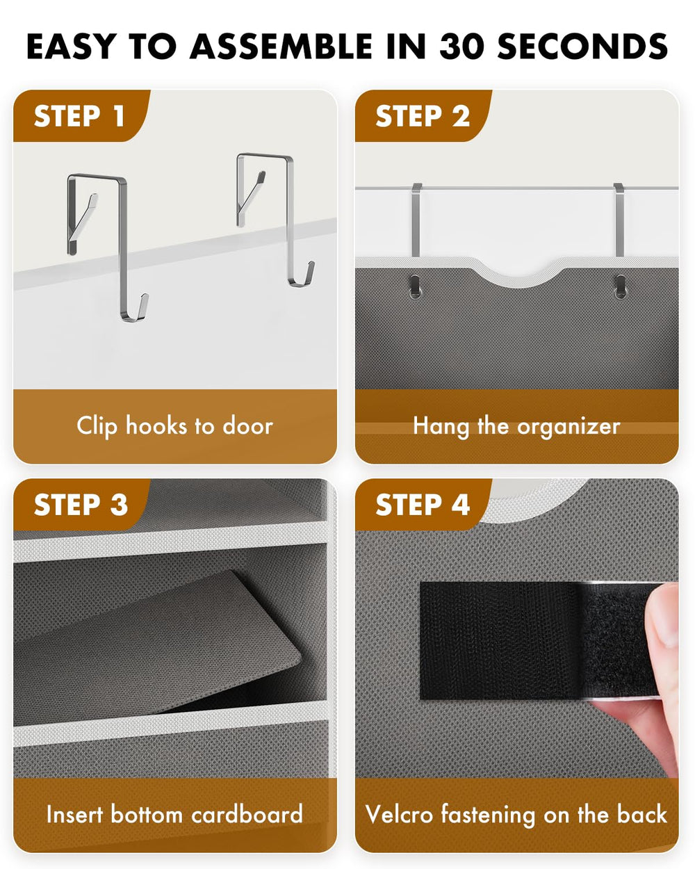 GGUO renter-friendly behind-door organizer is easy to install without tools.