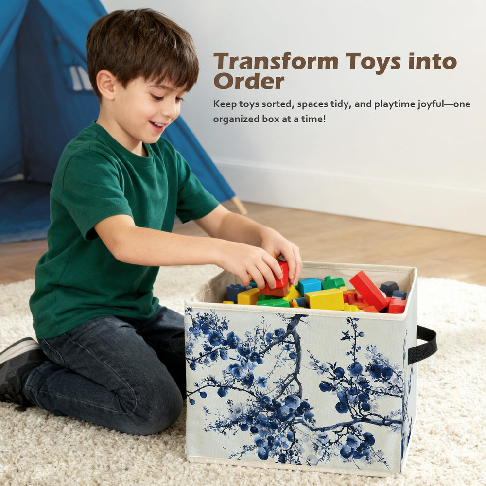 Ghoaoivo chinoiserie blue floral storage bin showcased as a gift-ready decor option.