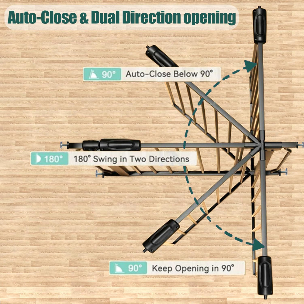 Ghthes Felle black metal gate with two-way opening for easy one-handed use