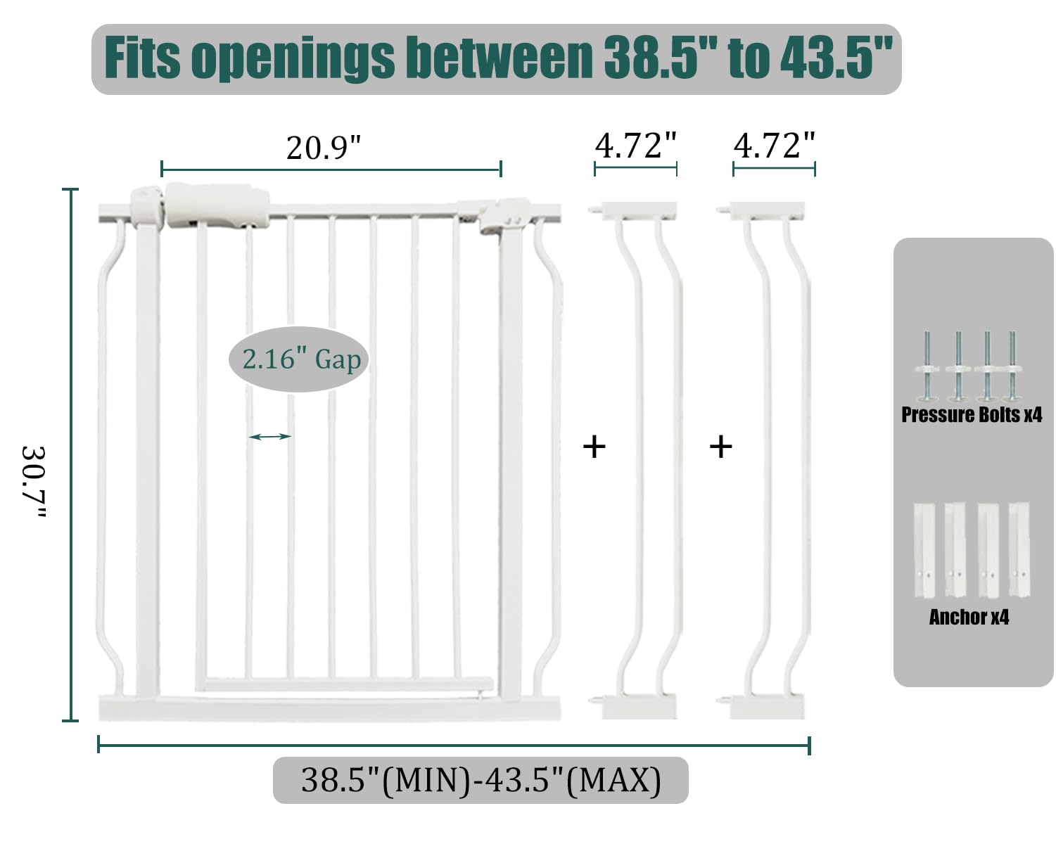 Ghthes Felle pressure-mounted baby gate designed for quick, wall-friendly setup.