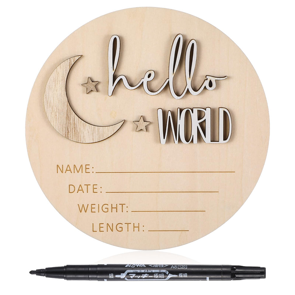 Giantree baby announcement sign round wood showcases a warm welcome for nursery decor